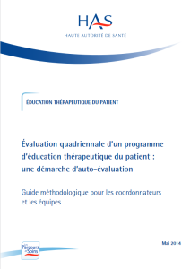 Évaluation quadriennale d’un programme d’ETP : une démarche d’auto-évaluation. Guide méthodologique pour les coordonnateurs et les équipes