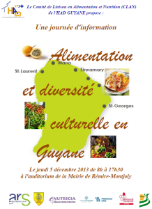 Alimentation et diversité culturelle en Guyane. Une journée d’information