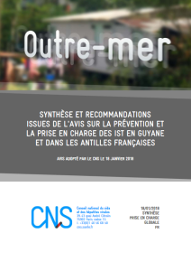 Synthèse et recommandations issues de l’avis sur la prévention et la prise en charge des IST en Guyane et dans les Antilles françaises